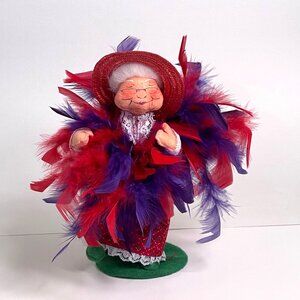 Red Hat Society Figurine I Will Wear Purple 10" Unique Handmade One of a Kind